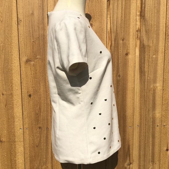 Michael Kors Cream Knit Gold Embellished Top Size Medium - Picture 4 of 9